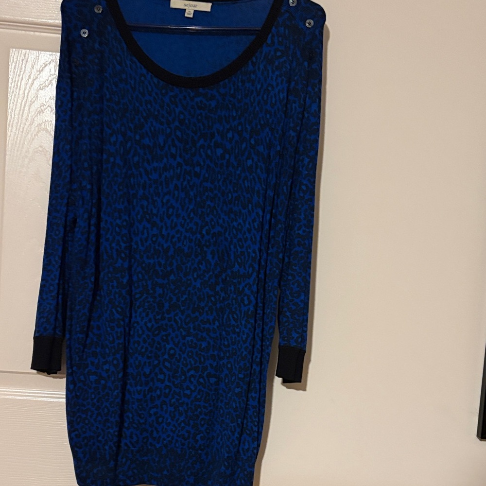Stylish Blue Leopard Print Dress